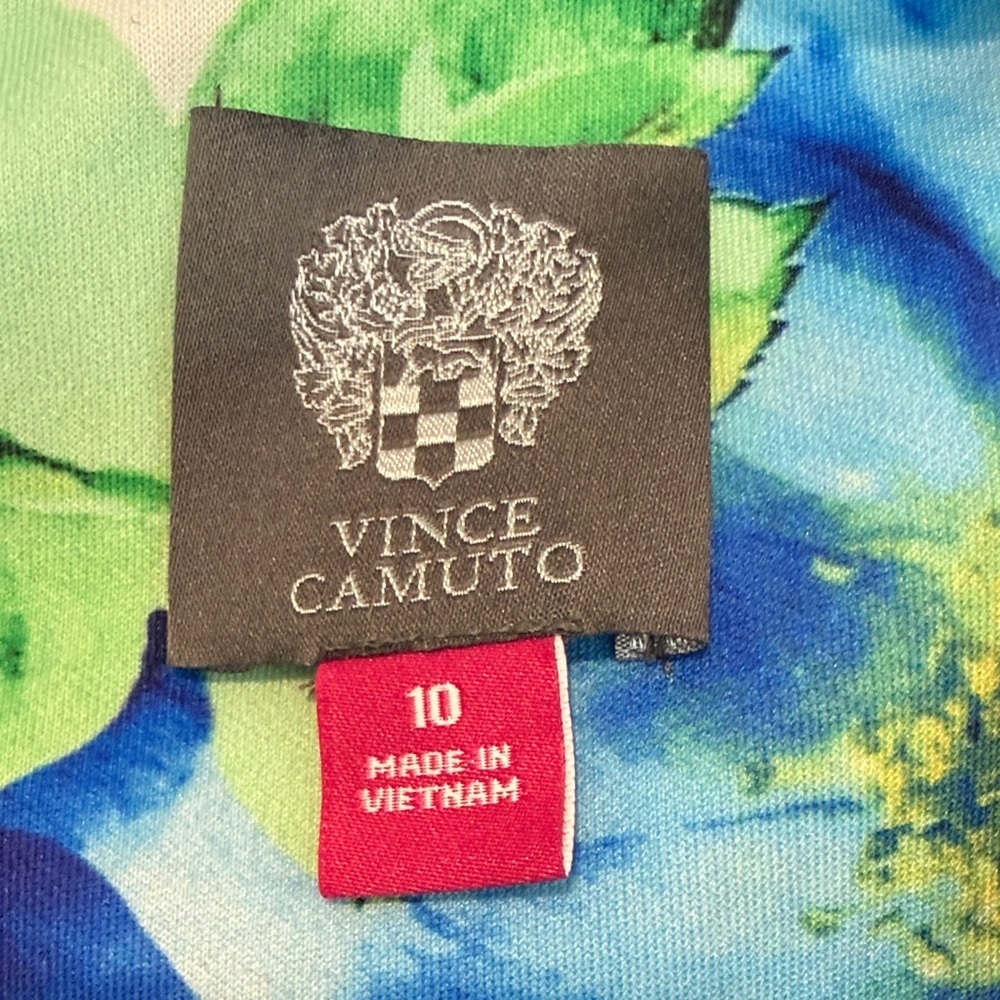 Vince Camuto Blue & Green Floral Midi Dress | Sleeveless Size 10 - Picture 3 of 4